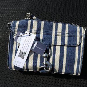 Rebecca Minkoff Mini-Mac Navy & White Cream Striped Crossbody Purse NWT